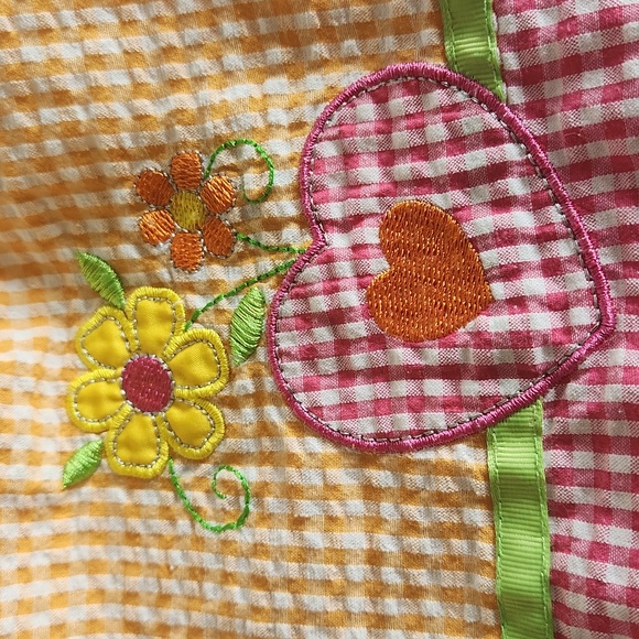 2B Real, Girl's sz4T, Gingham Dress, Pink&White,Orange&White  Check w Appliques - Picture 5 of 13
